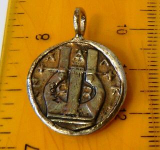 Ancient Greek Coin GOD APOLLO & LYRE MUSICAL INSTRUMENT Bronze Silver Pendant 2