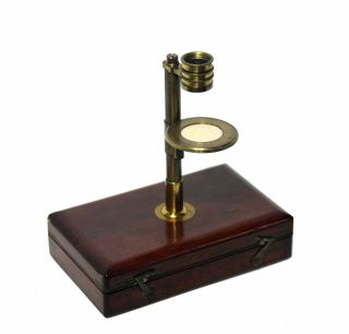 Antique Early 19th Century Brass Pocket Botanical Single Microscope