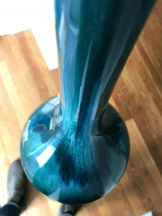 Vintage HAEGER Table Lamp MID - CENTURY MODERN Blue Green DRIP GLAZE Pottery Light 8