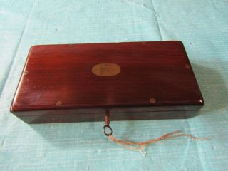 VTG Antique Scalpel Doctor Surgeon Set Bone Handles Wood Box Lock & Key 3