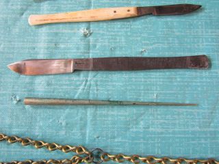 VTG Antique Scalpel Doctor Surgeon Set Bone Handles Wood Box Lock & Key 9