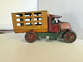 Vintage Marx Tin Litho “u.  S.  Trucking “ Truck