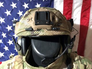 Opscore Maritime helmet Crye Precision Multicam mesh,  Earmor headset ops core 2