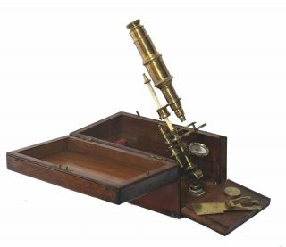 Antique 18th Century Brass Chest Microscope