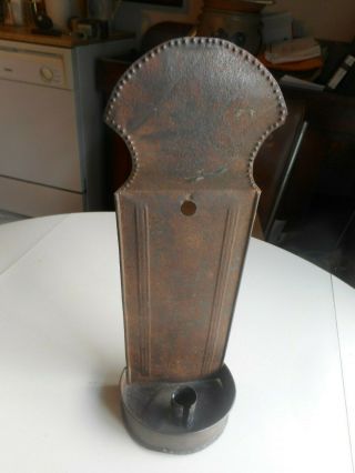 Early 19th C.  Soldered Tin Decorated Wall Candle Sconce.  Early Tin Candle Sconce