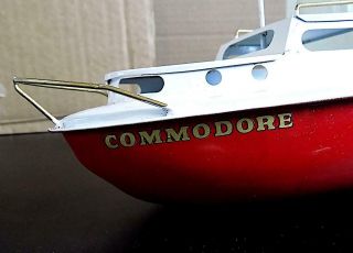 Vintage Tinplate Wind - Up “Commodore” Cruiser Boat,  Sutcliffe England 1950’s NMiB 5