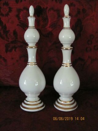Antique Pair Porcelain Apothecary Drug Store Display Bottles
