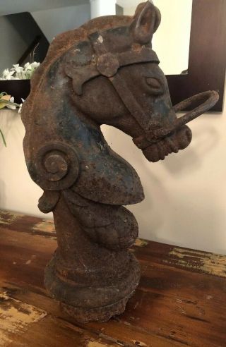 Antique Horse Head Hitching Post Finial Cast Iron From Maryland Estate