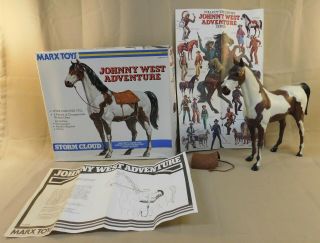 Vintage Marx Johnny West Adventure Series Storm Cloud Pinto Horse W Box