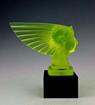 French Art Deco Sculpture Bohemian Green Art Glass Car Mascot