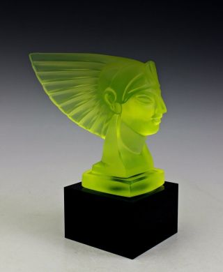 French Art Deco Sculpture Bohemian Green Art Glass Car Mascot 2