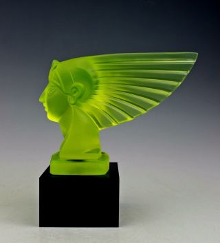 French Art Deco Sculpture Bohemian Green Art Glass Car Mascot 3
