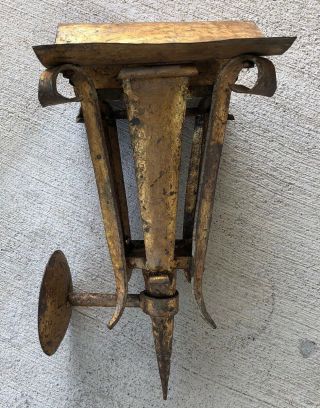 Antique Vintage Hammered Cast Iron Gothic Craftsman Outdoor Porch Wall Light 2