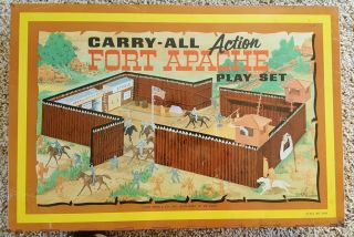 1968 Louis Marx Carry - All Action Fort Apache Play Set & Accessories 4685