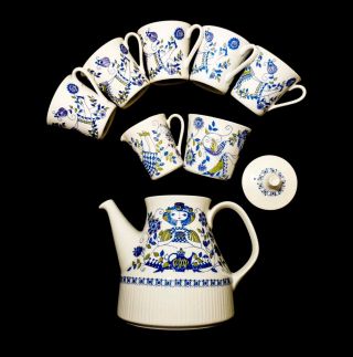 Turi Lotte Design/norway For Figgjo Flint Dec Porcelain 5 Cup Full Teapot Set