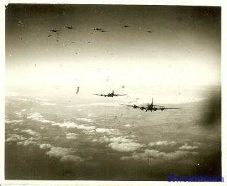 Org.  Photo: Aerial View B - 17 Bomber Flying Through Intense German AA Flak 2