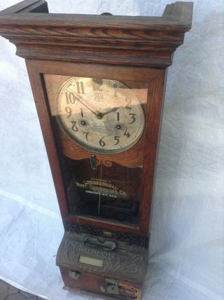 Antique International Time Recording Co.  Clock Endicott Ny Pat 1894,  04,  05,  08