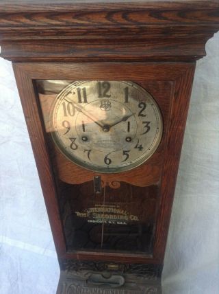 Antique INTERNATIONAL TIME RECORDING CO.  CLOCK Endicott NY Pat 1894,  04,  05,  08 2