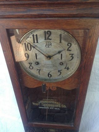 Antique INTERNATIONAL TIME RECORDING CO.  CLOCK Endicott NY Pat 1894,  04,  05,  08 3