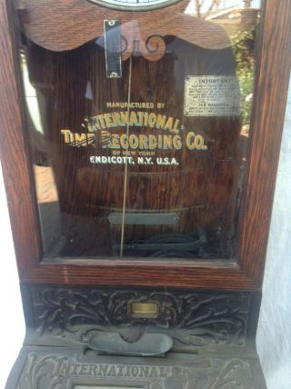Antique INTERNATIONAL TIME RECORDING CO.  CLOCK Endicott NY Pat 1894,  04,  05,  08 4
