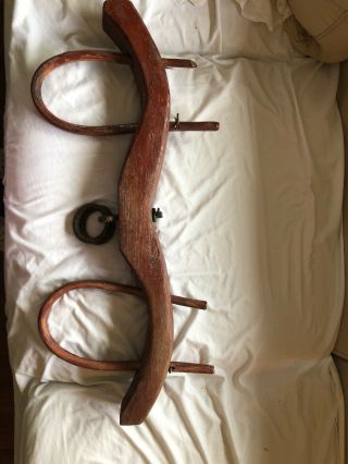 Ox Horse Double Yoke Wall Hanging Hand Carved Primitive Solid Wood