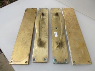 Vintage Brass Door Handles Shop Pulls Set Finger Push Plates Old 12 