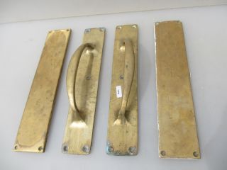 Vintage Brass Door Handles Shop Pulls Set Finger Push Plates Old 12 