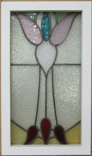 Mid Sized Old English Leaded Stained Glass Window Colorful Abstract 15.  25 " X 26 "