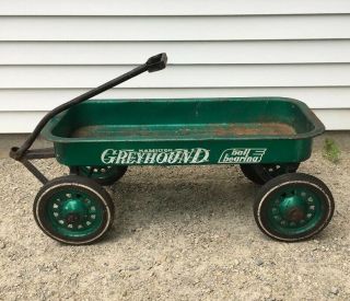 Vintage Metal Wagon Hamilton Greyhound Ball Bearing Rare Green 34.  5” X 16.  5”