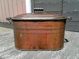 Primitive Copper WASH TUB BOILER with Tin Lid ATLANTIC Vintage 11