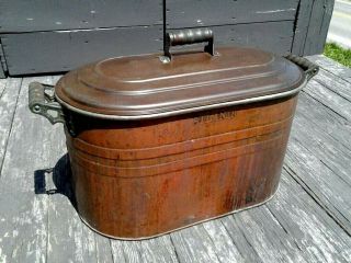 Primitive Copper Wash Tub Boiler With Tin Lid Atlantic Vintage