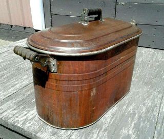 Primitive Copper WASH TUB BOILER with Tin Lid ATLANTIC Vintage 4