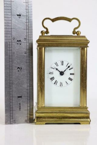 Miniature Antique Carriage Clock Gorge Case And Beveled Glass Good Order