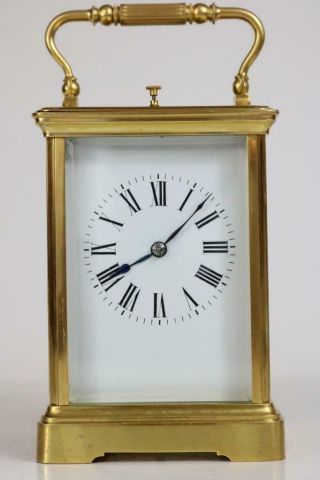 Antique French Repeating Carriage Clock Gilt Bronze Grande Corniche Case