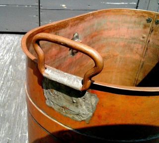 Antique Heavy Gauge Copper Pressure Boiler Wash Tub Hanging Metal Handles 10