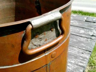 Antique Heavy Gauge Copper Pressure Boiler Wash Tub Hanging Metal Handles 9