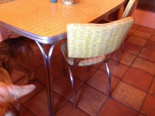 Vintage 1950s Mid - Century Retro Formica Chrome Dinette Kitchen Table & 4 Chairs 4