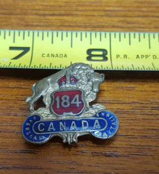 Wwi 184 Cef Overseas Battalion Canadian Expeditionary Force Enameled Pin