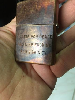 Rare Vietnam War Zippo Lighter Cover Case 68Killing For Peace 10