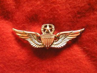 638.  Viet Nam Era Sterling Us Army Full Size Command Pilot Wing In " Staybright "