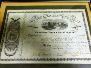 Antique 1865 BRUNER OIL & MINING COMPANY Stock Certificate Pennsylvania 3