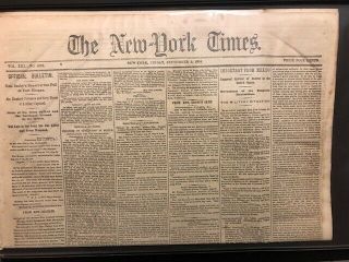 York Times 1864 Civil War News Paper - - Fall Of Ft Morgan & Rebel Navy Defeat