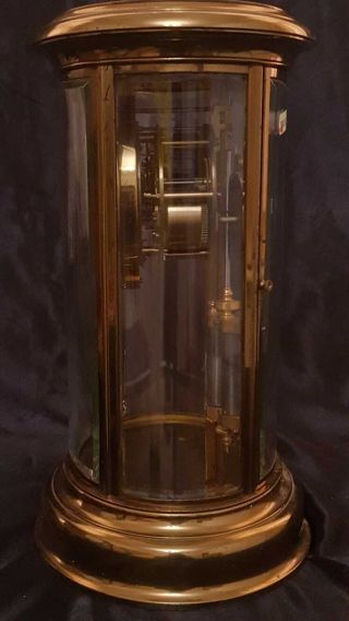 19 C French Oval Four Glass Mantel Clock 8 Day Striking Brass & Bevelled 5