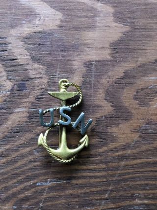Rare Pre Wwi Us Navy Chief Petty Officer Hat Badge Device Pin