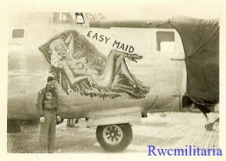 Org.  Nose Art Photo: B - 24 Bomber " Easy Maid "