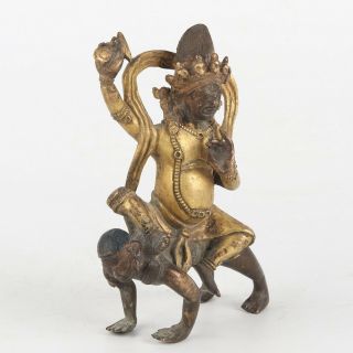 ANTIQUE CHINESE TIBETAN GILT BRONZE STATUE WITH BUDDHA 3