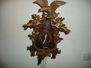 Antique,  Black Forest Cuckoo Clock In Carved Case,  Order.