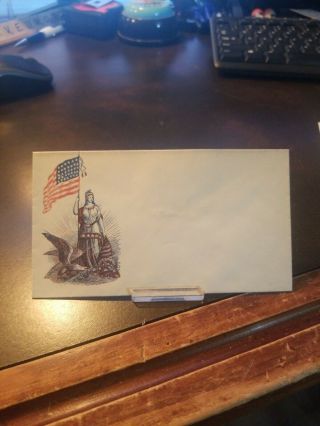 Rare Vintage Us Civil War Envelope Lady Liberty Flag Eagle Horn Of Food