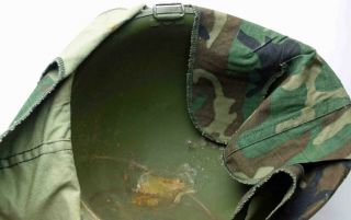 US M1 steel helmet Vietnam era with late 60s? liner and 1963 Mitchell camo cover 10