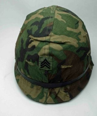 Us M1 Steel Helmet Vietnam Era With Late 60s? Liner And 1963 Mitchell Camo Cover